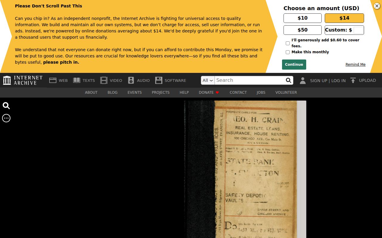 Digitized 1899 Evanston city directory at Internet Archive