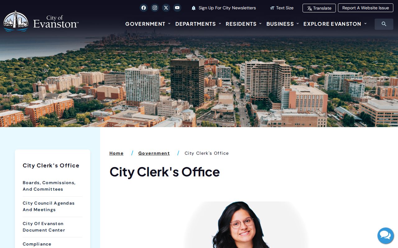 Evanston residents directory City Clerk records hub