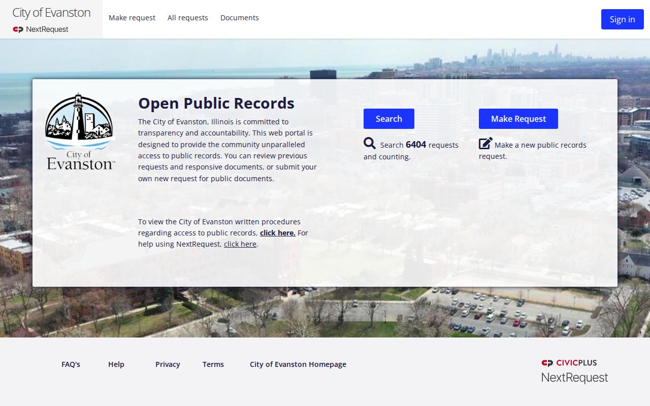 Evanston residents directory FOIA request portal