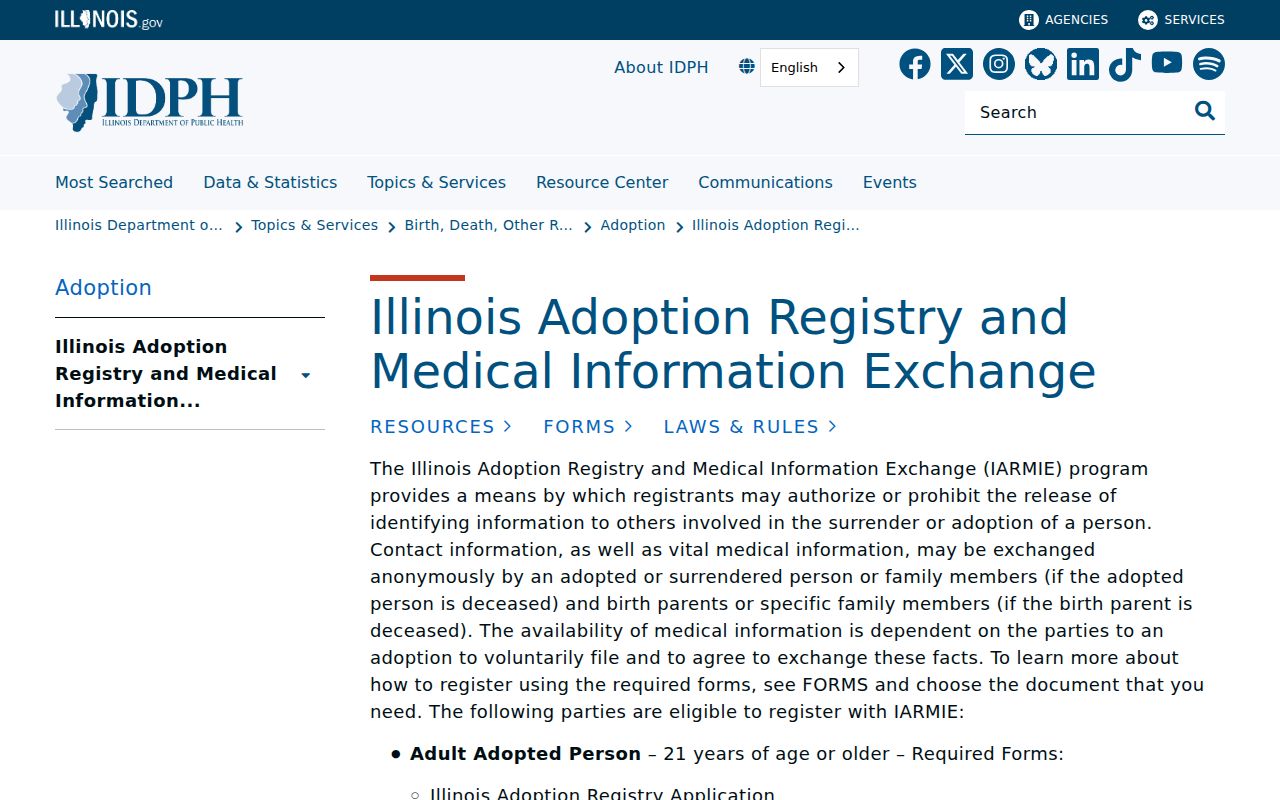 Evanston resident lookup Illinois adoption registry information
