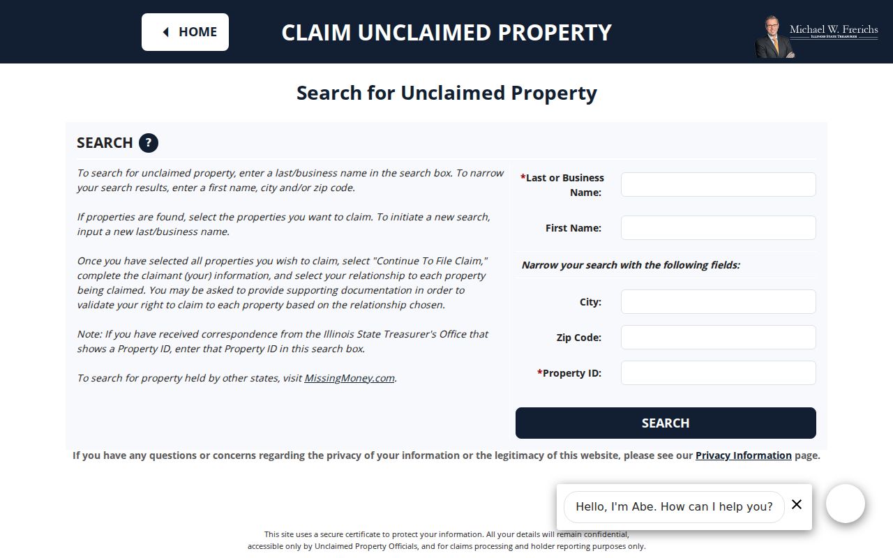 Evanston resident lookup Illinois I-Cash claim search