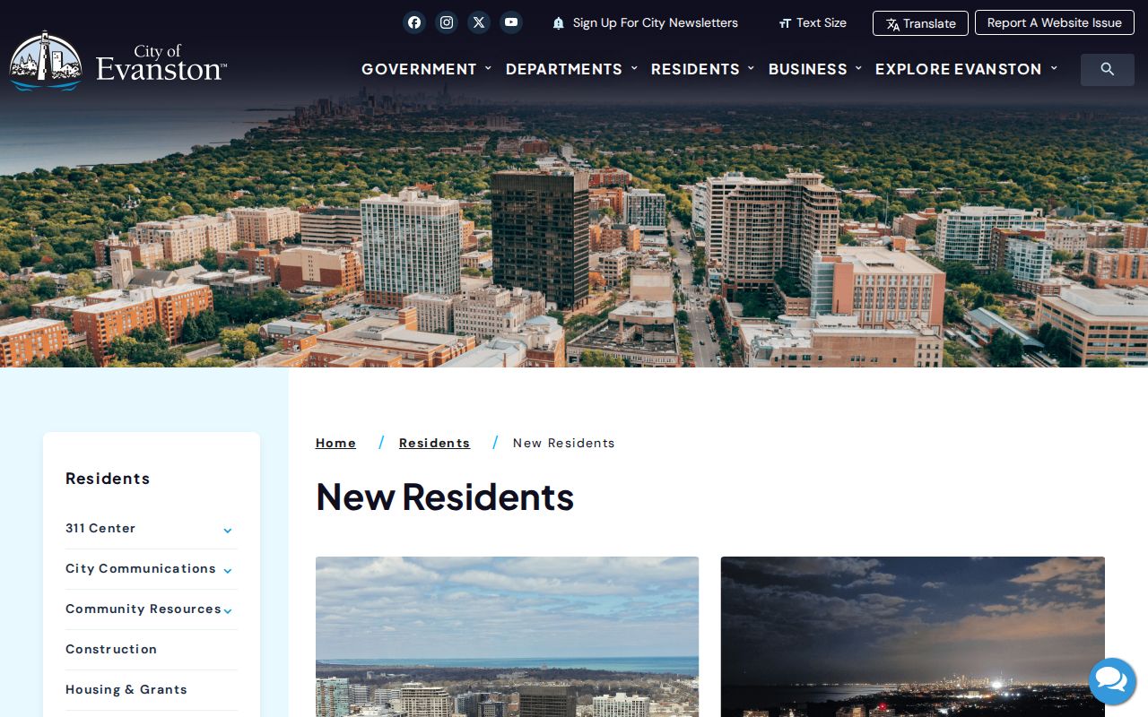 Evanston About My Place address-based city services page