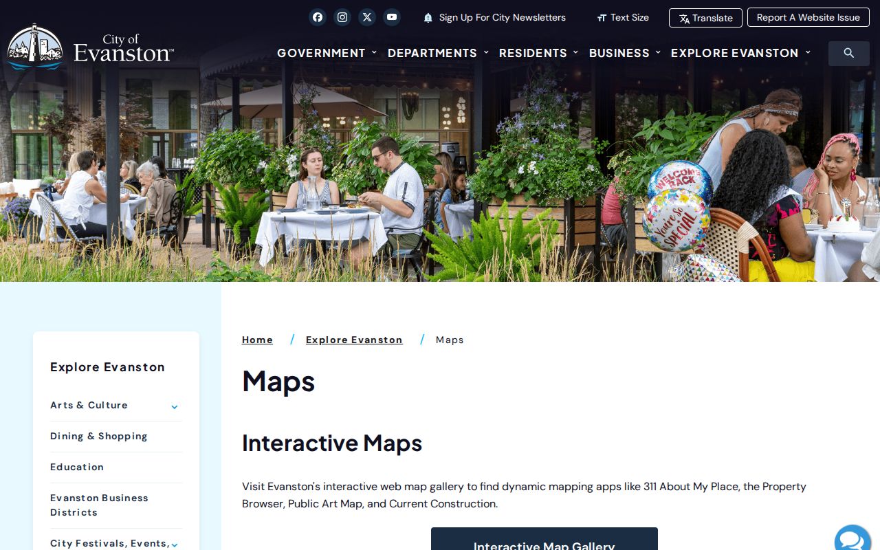 City of Evanston maps hub for city boundary and property research